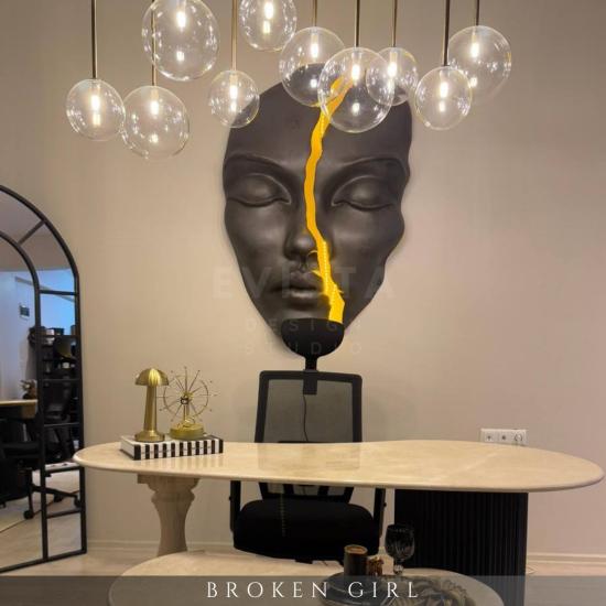 Broken Girl Duvar Heykeli Duvar Mask 130x87