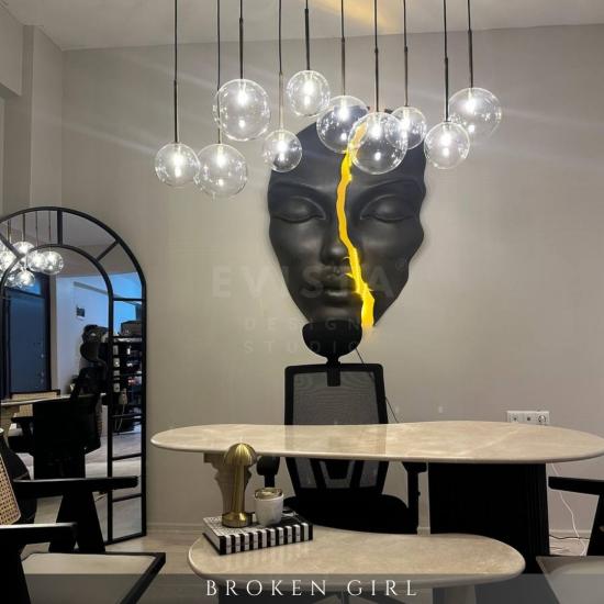 Broken Girl Duvar Heykeli Duvar Mask 130x87